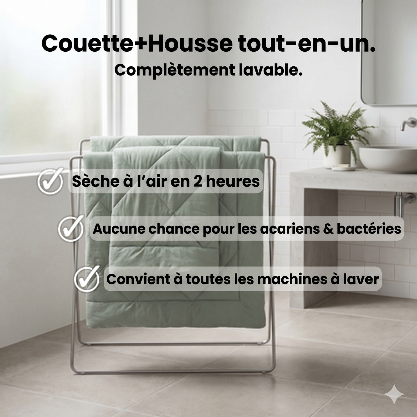 Couette 2 en 1 qui élimine le besoin de draps